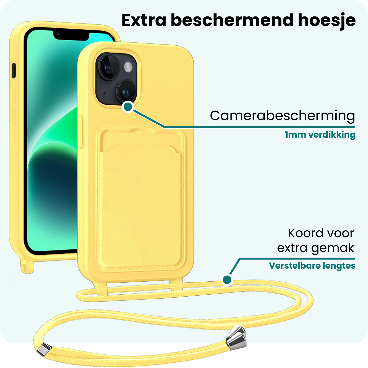 Forterra Forterra iPhone 13 Mini Hoesje Met Koord - Geel