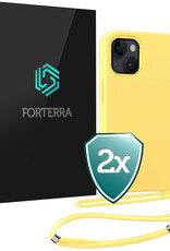 Forterra Forterra iPhone 13 Mini Hoesje Met Koord - Geel - 2 PACK