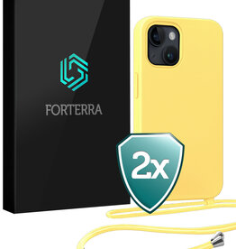 Forterra Forterra iPhone 13 Mini Hoesje Met Koord - Geel - 2 PACK