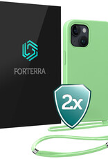 Forterra Forterra iPhone 13 Mini Hoesje Met Koord - Groen - 2 PACK