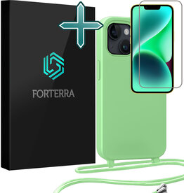 Forterra Forterra iPhone 13 Mini Hoesje Met Koord Met Screenprotector - Groen
