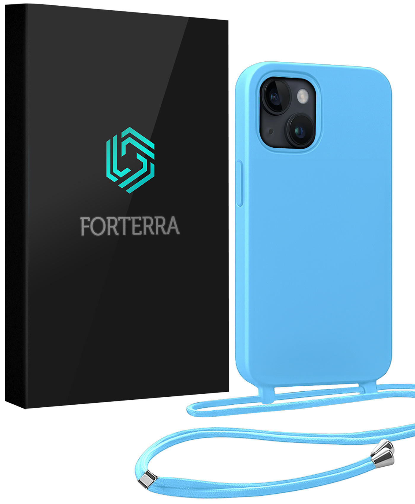 Forterra Forterra iPhone 13 Mini Hoesje Met Koord - Lichtblauw
