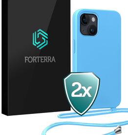 Forterra Forterra iPhone 13 Mini Hoesje Met Koord - Lichtblauw - 2 PACK