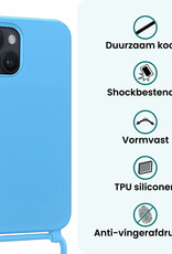 Forterra Forterra iPhone 13 Mini Hoesje Met Koord Met 2x Screenprotector - Lichtblauw