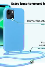 Forterra Forterra iPhone 13 Mini Hoesje Met Koord Met 2x Screenprotector - Lichtblauw
