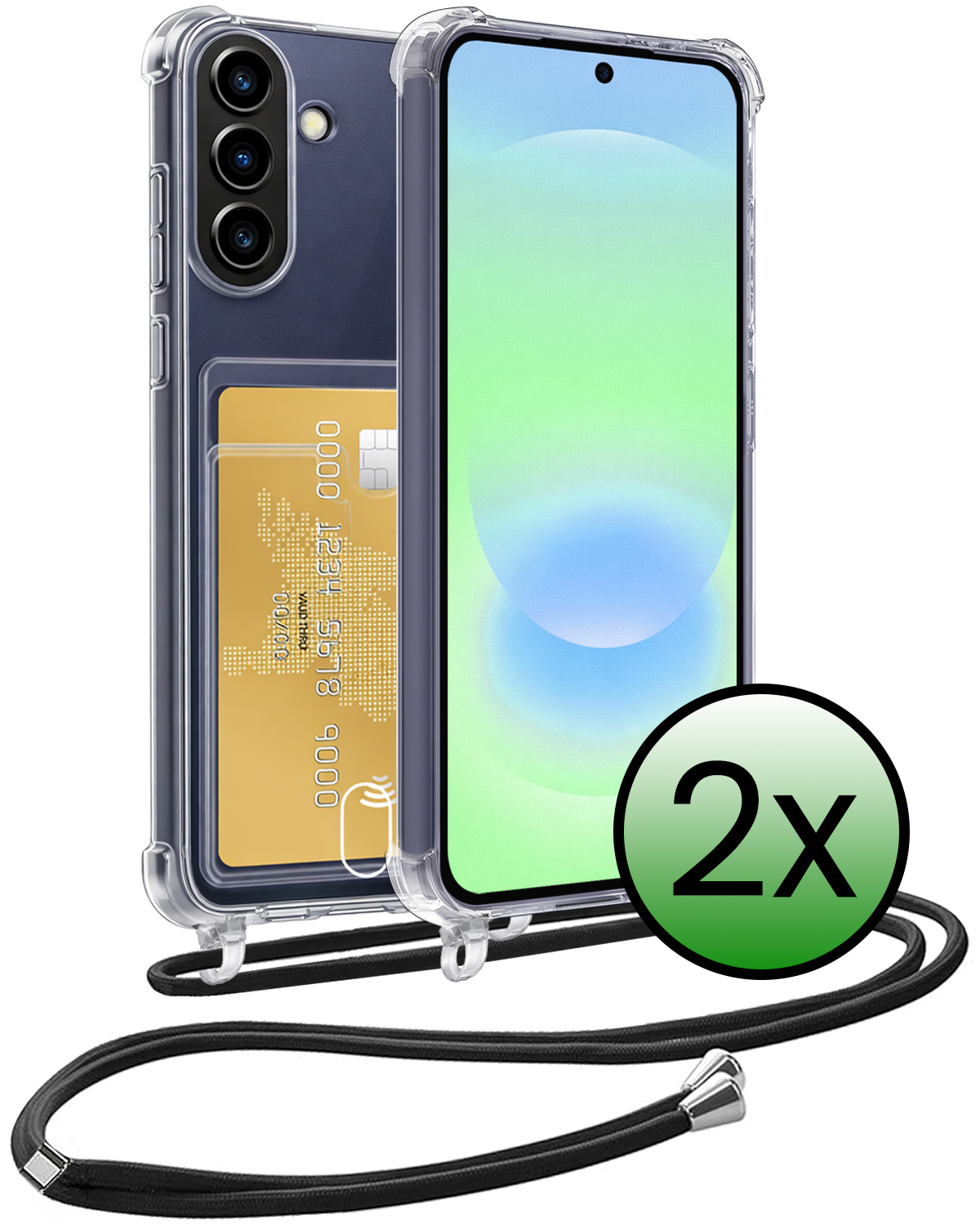 BASEY. BASEY. Samsung Galaxy A37 Hoesje Pashouder met Koord - 2 PACK