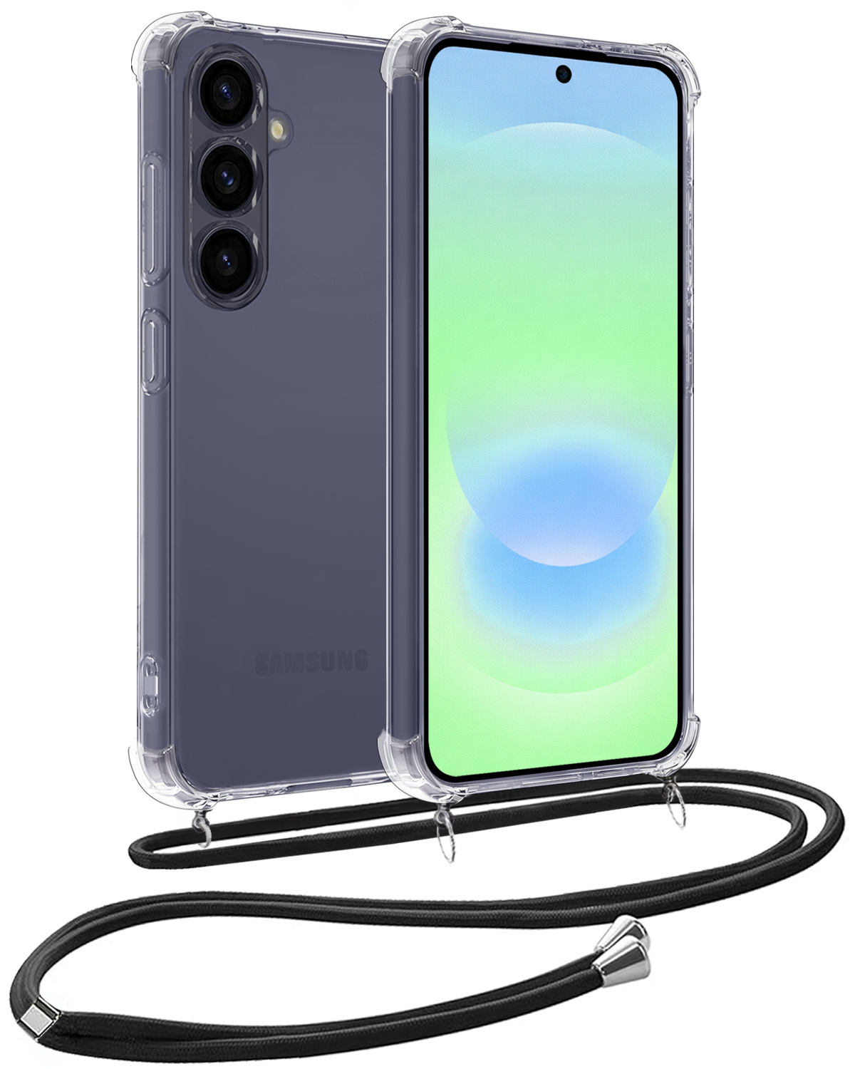 BASEY. BASEY. Samsung Galaxy A37 Hoesje Transparant Shockproof Met Zwart Koord