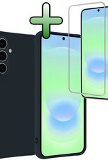 BASEY. BASEY. Samsung Galaxy A37 Hoesje Siliconen Met Screenprotector - Donkerblauw