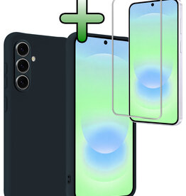 BASEY. BASEY. Samsung Galaxy A37 Hoesje Siliconen Met Screenprotector - Donkerblauw