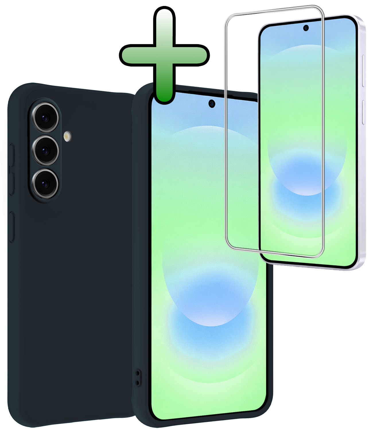 BASEY. BASEY. Samsung Galaxy A37 Hoesje Siliconen Met Screenprotector - Donkerblauw