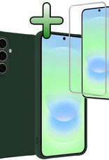 BASEY. BASEY. Samsung Galaxy A37 Hoesje Siliconen Met Screenprotector - Donkergroen