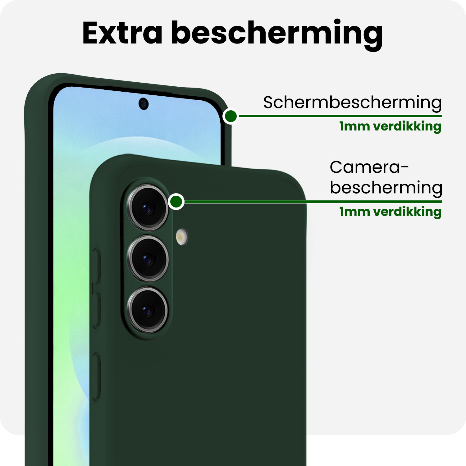 BASEY. BASEY. Samsung Galaxy A37 Hoesje Siliconen Met Screenprotector - Donkergroen