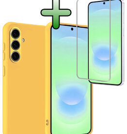 BASEY. BASEY. Samsung Galaxy A37 Hoesje Siliconen Met Screenprotector - Geel