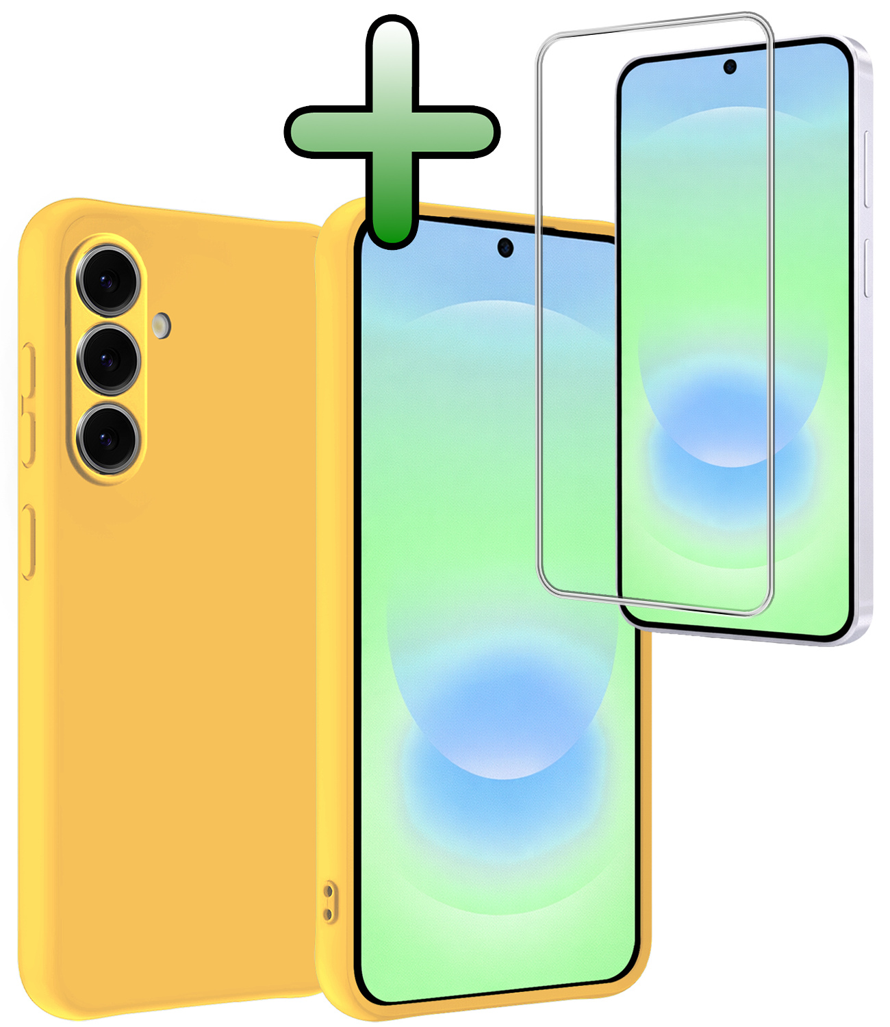 BASEY. BASEY. Samsung Galaxy A37 Hoesje Siliconen Met Screenprotector - Geel