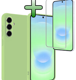 BASEY. BASEY. Samsung Galaxy A37 Hoesje Siliconen Met Screenprotector - Groen