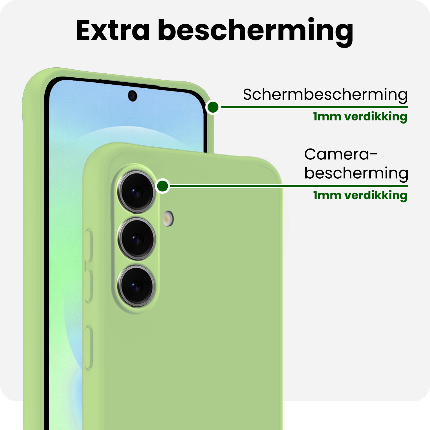 BASEY. BASEY. Samsung Galaxy A37 Hoesje Siliconen Met Screenprotector - Groen