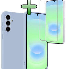 BASEY. BASEY. Samsung Galaxy A37 Hoesje Siliconen Met Screenprotector - Lichtblauw