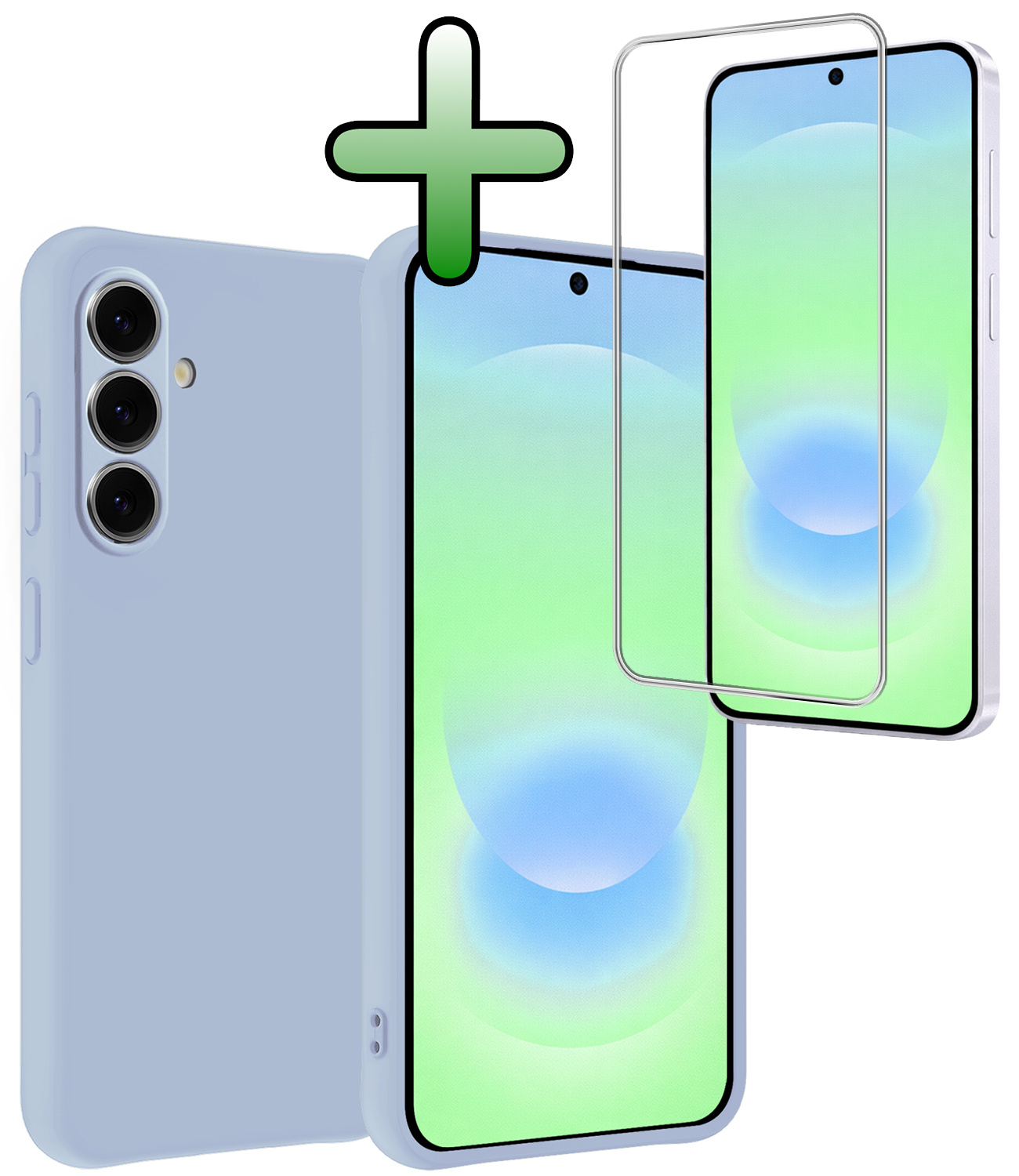 BASEY. BASEY. Samsung Galaxy A37 Hoesje Siliconen Met Screenprotector - Lichtblauw