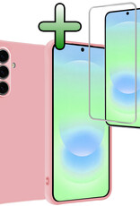 BASEY. BASEY. Samsung Galaxy A37 Hoesje Siliconen Met Screenprotector - Lichtroze