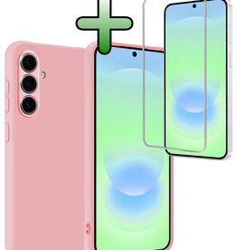 BASEY. BASEY. Samsung Galaxy A37 Hoesje Siliconen Met Screenprotector - Lichtroze