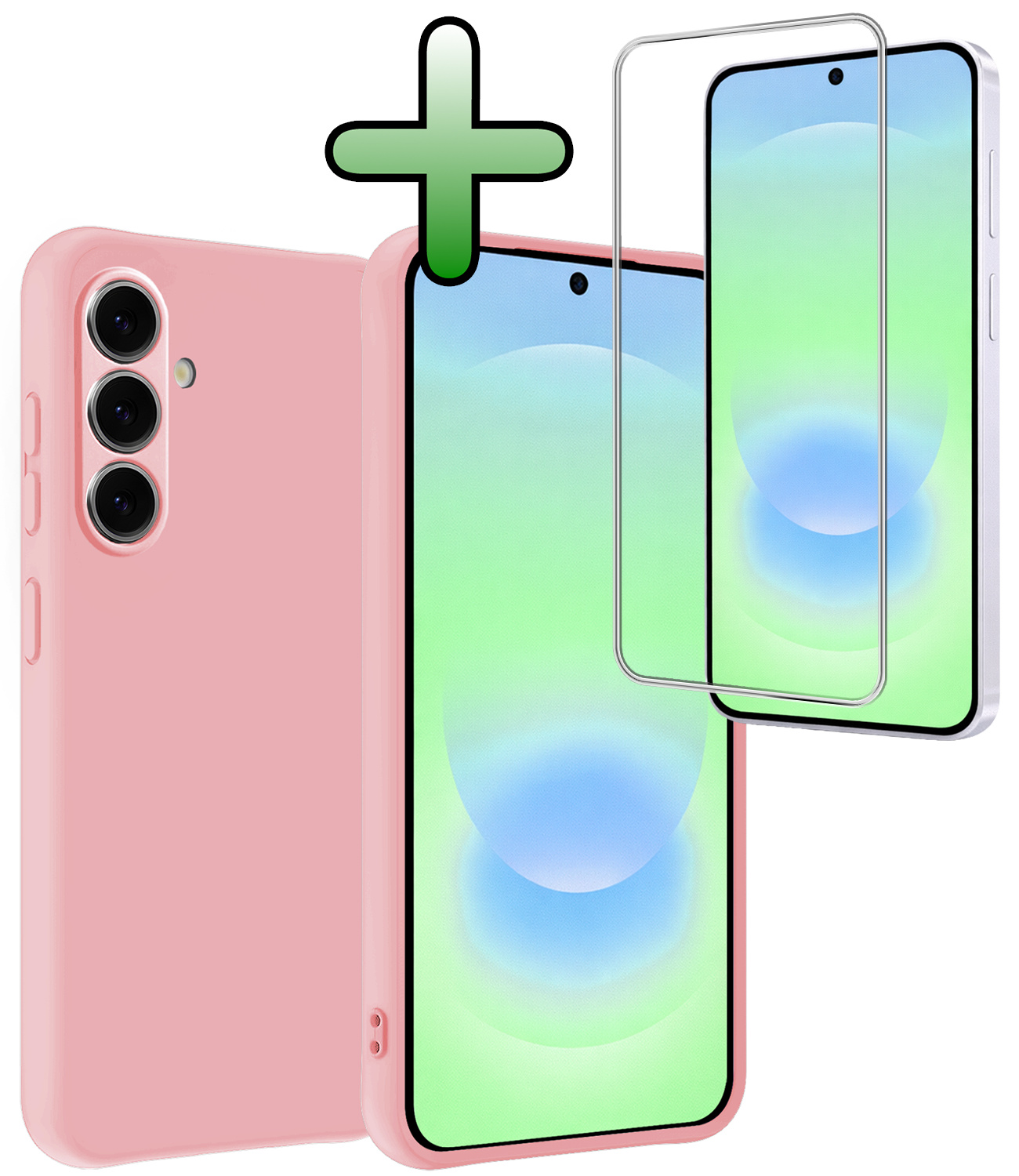 BASEY. BASEY. Samsung Galaxy A37 Hoesje Siliconen Met Screenprotector - Lichtroze