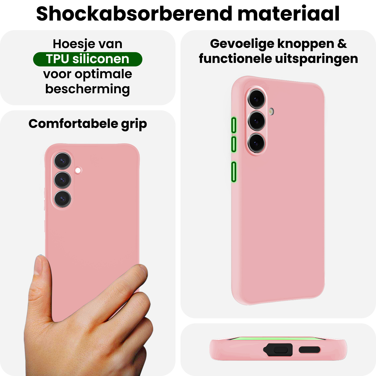 BASEY. BASEY. Samsung Galaxy A37 Hoesje Siliconen Met Screenprotector - Lichtroze