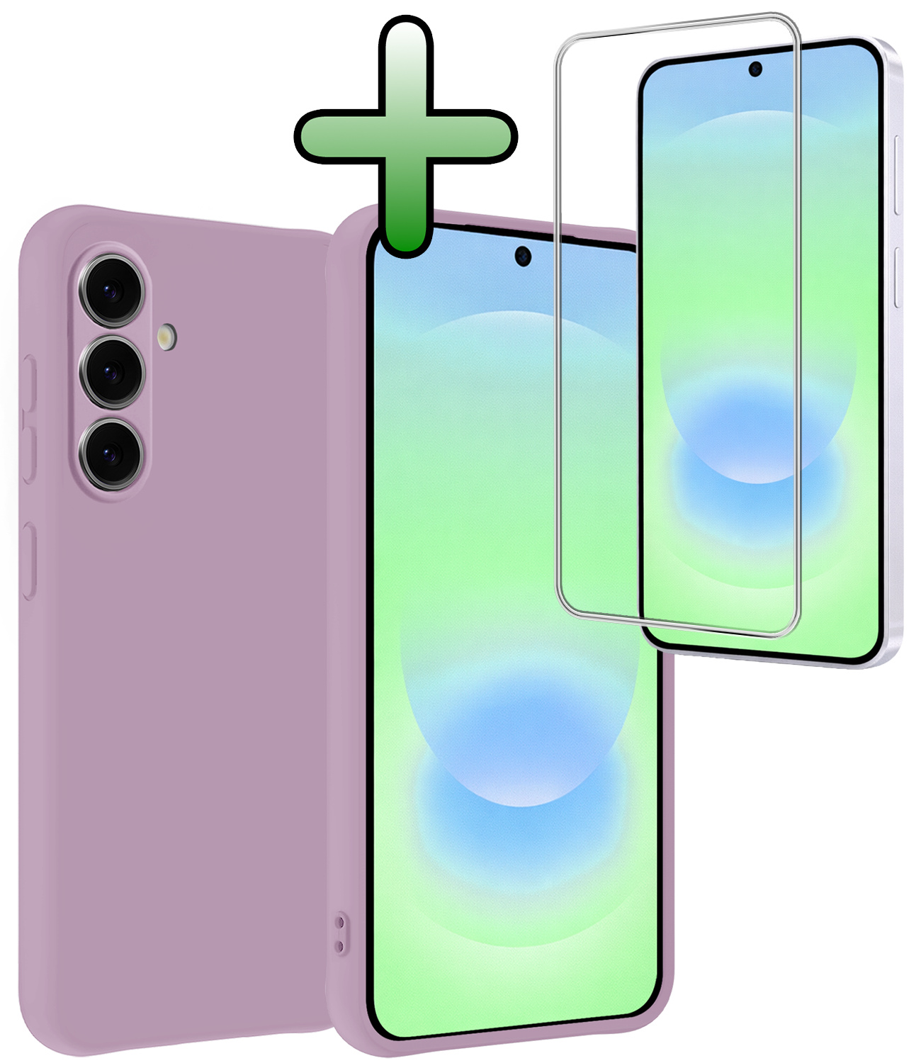 BASEY. BASEY. Samsung Galaxy A37 Hoesje Siliconen Met Screenprotector - Lila