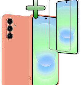 BASEY. BASEY. Samsung Galaxy A37 Hoesje Siliconen Met Screenprotector - Perzik