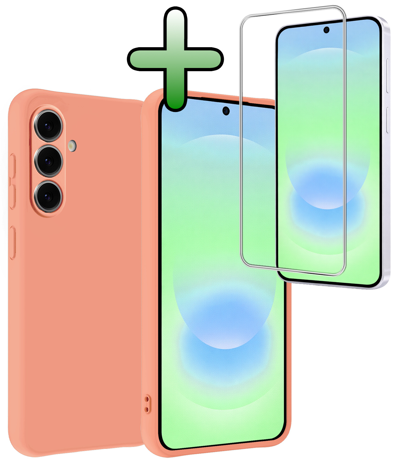 BASEY. BASEY. Samsung Galaxy A37 Hoesje Siliconen Met Screenprotector - Perzik