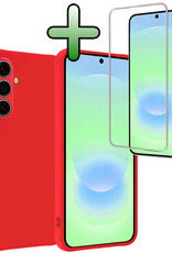 BASEY. BASEY. Samsung Galaxy A37 Hoesje Siliconen Met Screenprotector - Rood