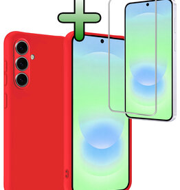 BASEY. BASEY. Samsung Galaxy A37 Hoesje Siliconen Met Screenprotector - Rood