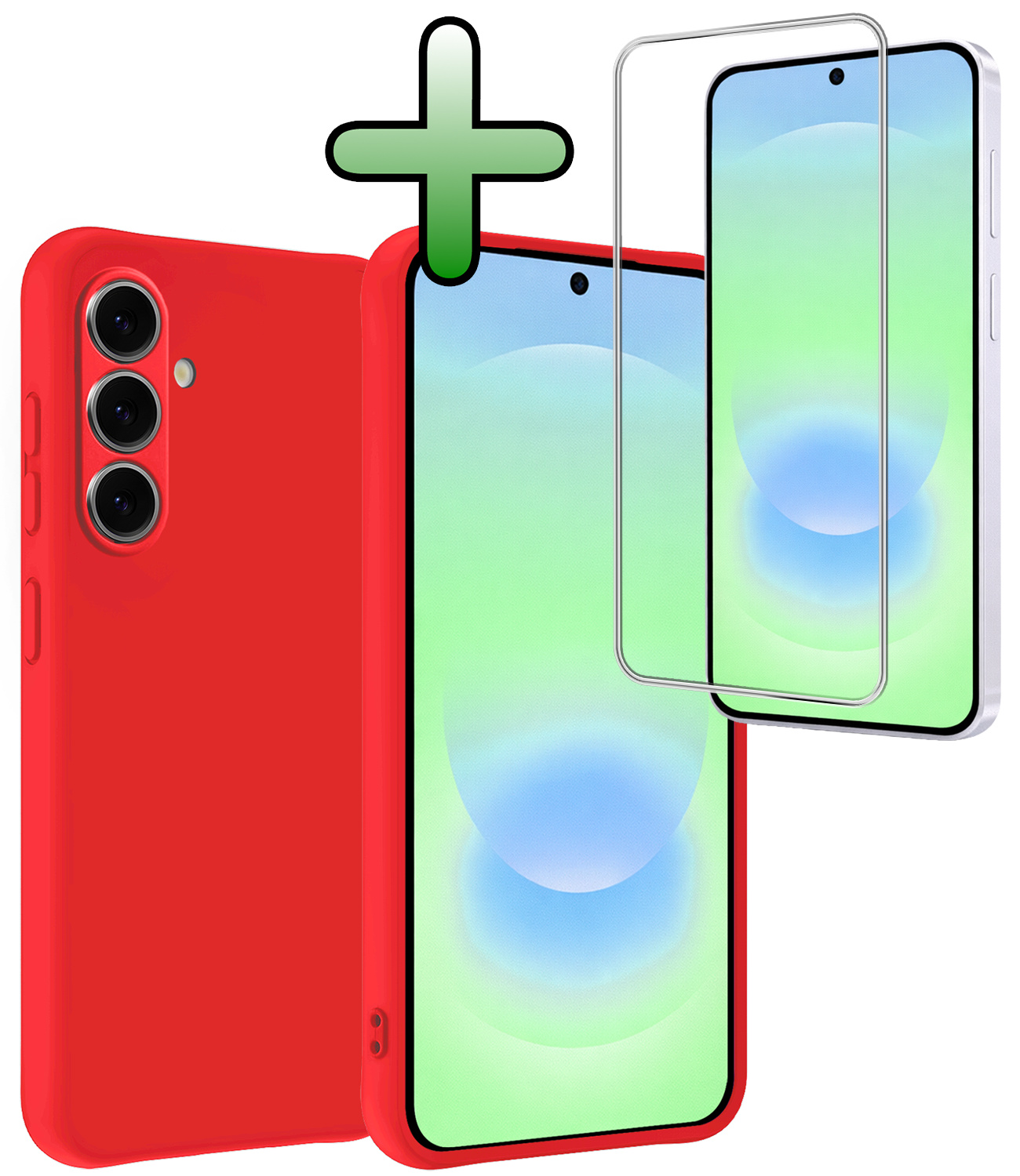 BASEY. BASEY. Samsung Galaxy A37 Hoesje Siliconen Met Screenprotector - Rood