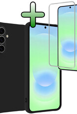 BASEY. BASEY. Samsung Galaxy A37 Hoesje Siliconen Met Screenprotector - Zwart