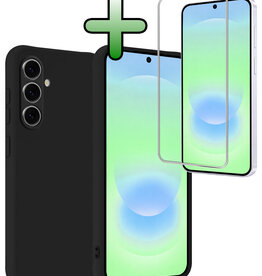 BASEY. BASEY. Samsung Galaxy A37 Hoesje Siliconen Met Screenprotector - Zwart