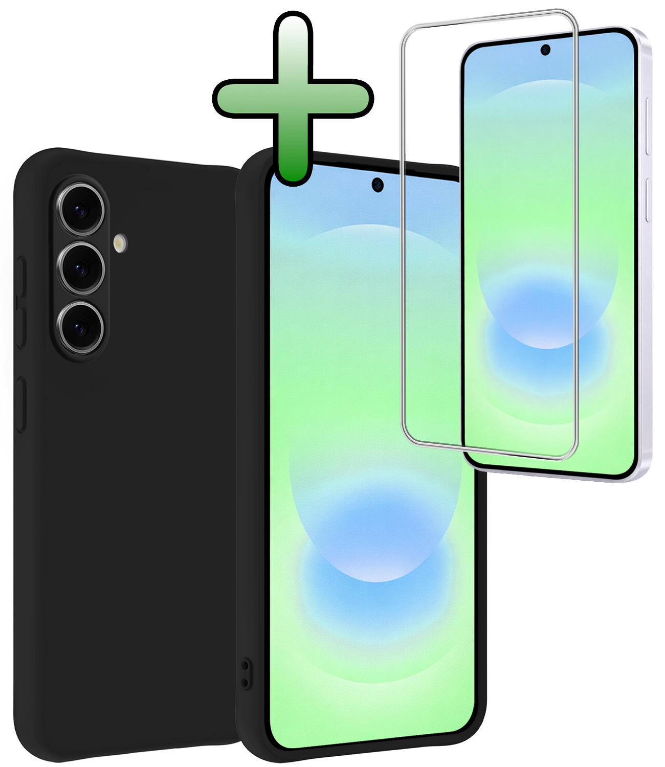 BASEY. BASEY. Samsung Galaxy A37 Hoesje Siliconen Met Screenprotector - Zwart