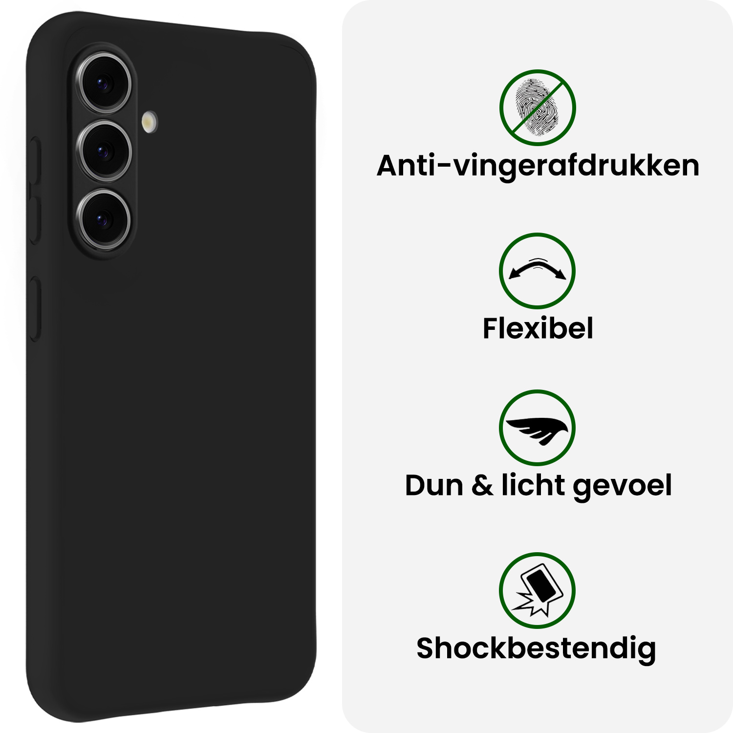 BASEY. BASEY. Samsung Galaxy A37 Hoesje Siliconen Met Screenprotector - Zwart