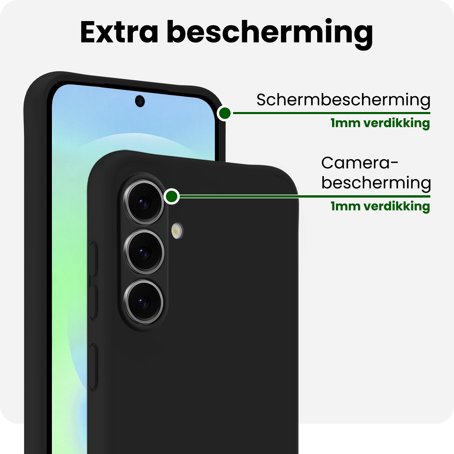 BASEY. BASEY. Samsung Galaxy A37 Hoesje Siliconen Met Screenprotector - Zwart