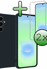 BASEY. BASEY. Samsung Galaxy A37 Hoesje Siliconen Met 2x Screenprotector - Donkerblauw