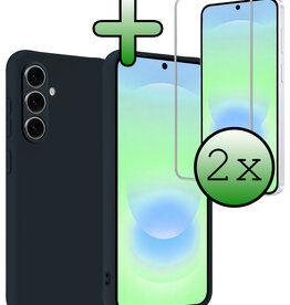 BASEY. BASEY. Samsung Galaxy A37 Hoesje Siliconen Met 2x Screenprotector - Donkerblauw