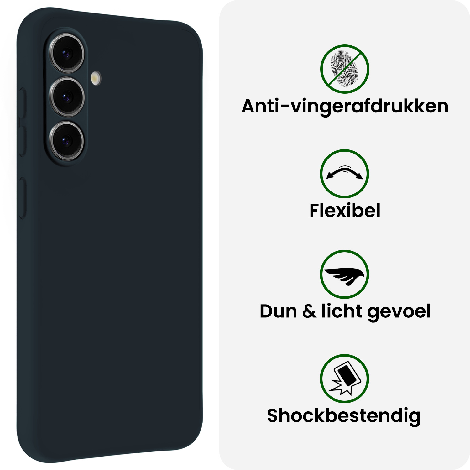 BASEY. BASEY. Samsung Galaxy A37 Hoesje Siliconen Met 2x Screenprotector - Donkerblauw