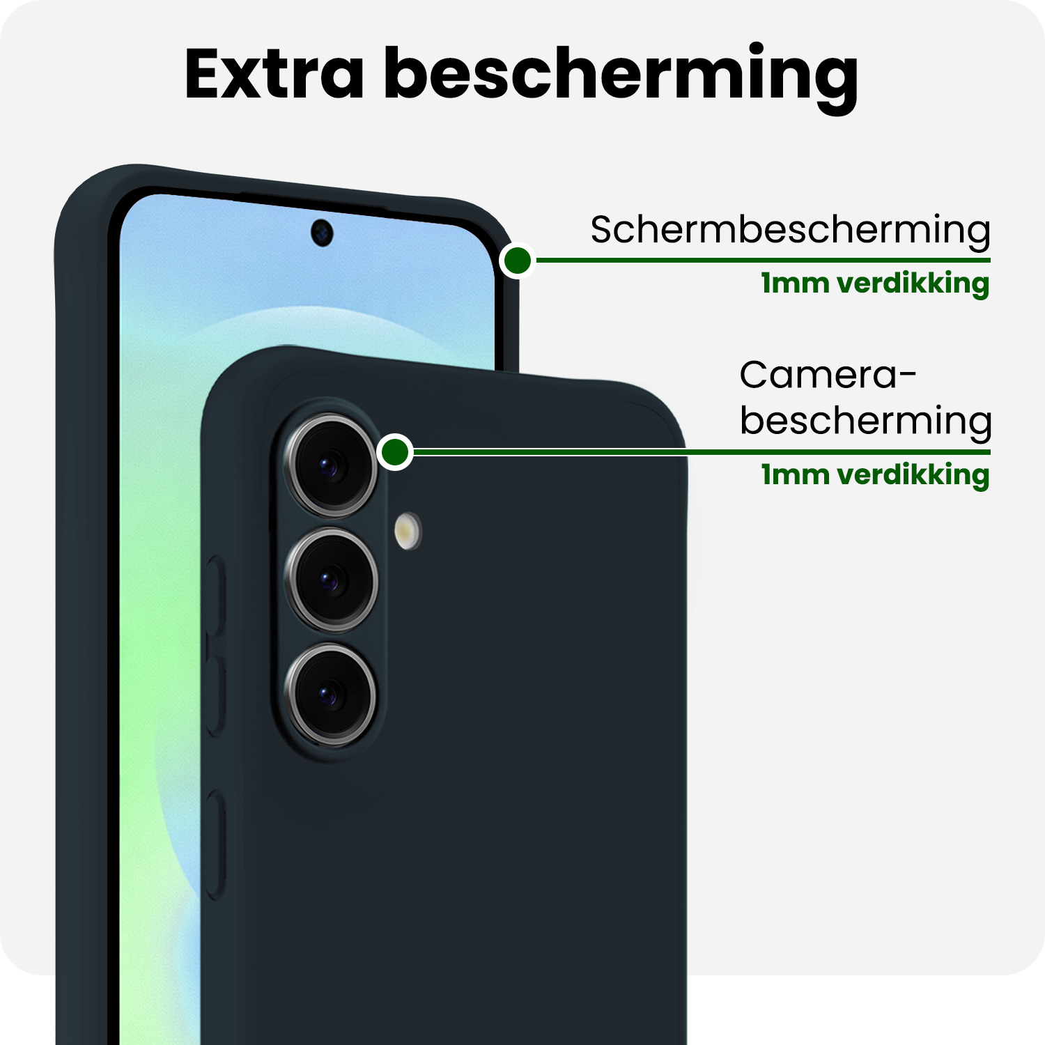 BASEY. BASEY. Samsung Galaxy A37 Hoesje Siliconen Met 2x Screenprotector - Donkerblauw