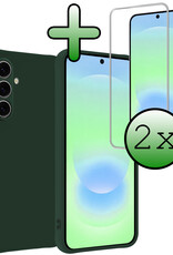 BASEY. BASEY. Samsung Galaxy A37 Hoesje Siliconen Met 2x Screenprotector - Donkergroen