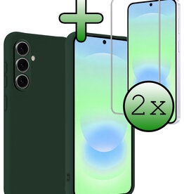 BASEY. BASEY. Samsung Galaxy A37 Hoesje Siliconen Met 2x Screenprotector - Donkergroen