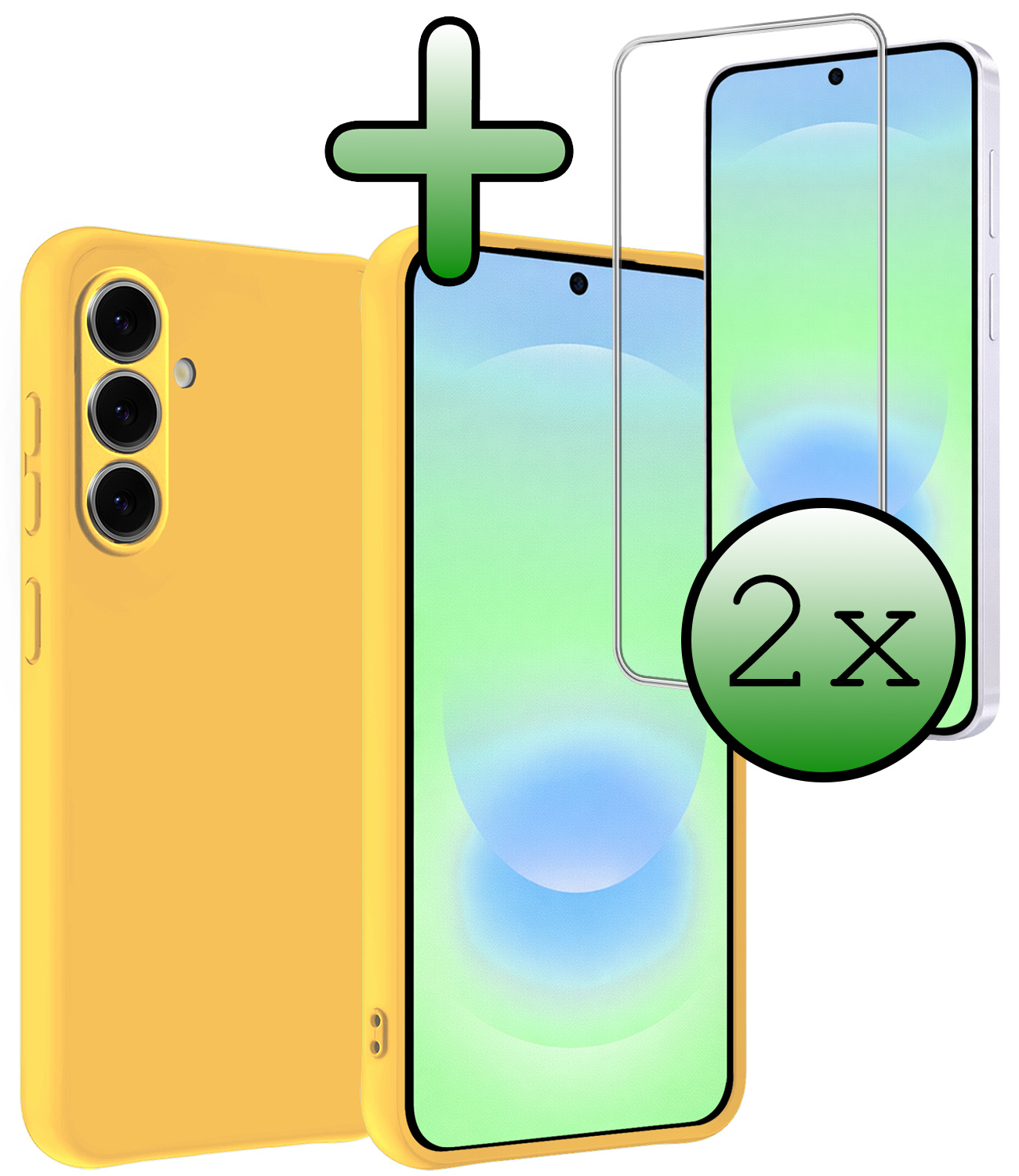 BASEY. BASEY. Samsung Galaxy A37 Hoesje Siliconen Met 2x Screenprotector - Geel