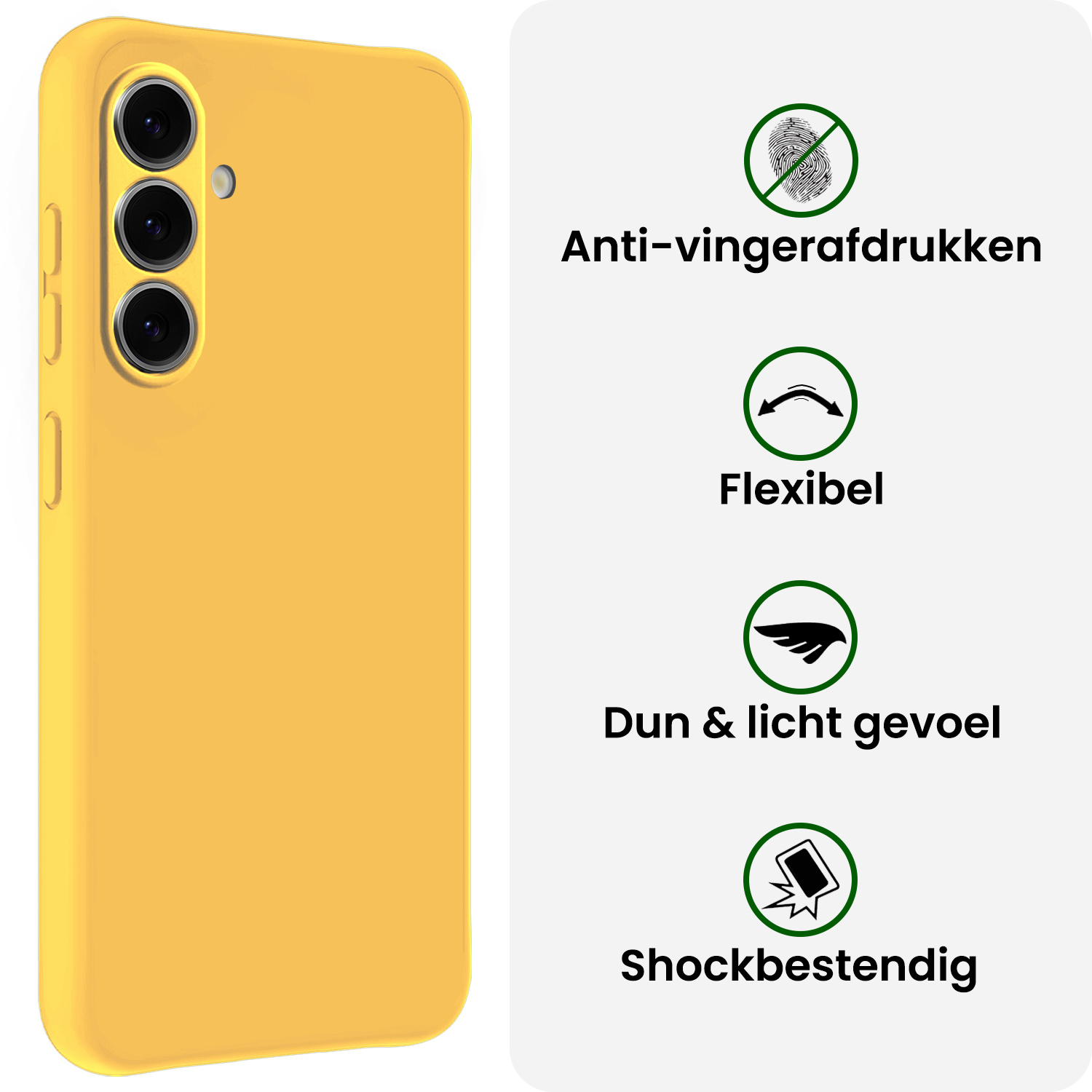 BASEY. BASEY. Samsung Galaxy A37 Hoesje Siliconen Met 2x Screenprotector - Geel