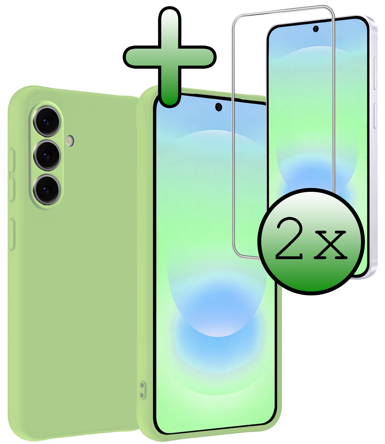 BASEY. BASEY. Samsung Galaxy A37 Hoesje Siliconen Met 2x Screenprotector - Groen