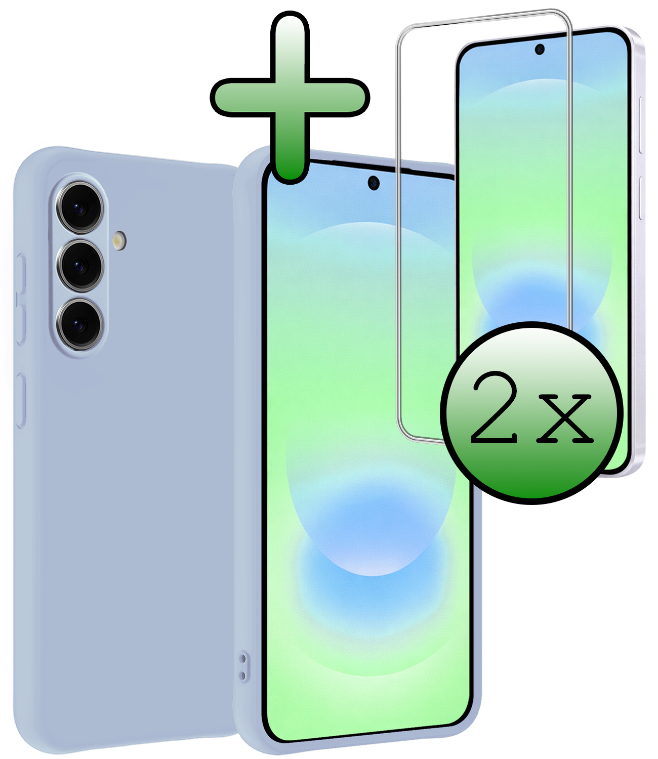 BASEY. BASEY. Samsung Galaxy A37 Hoesje Siliconen Met 2x Screenprotector - Lichtblauw