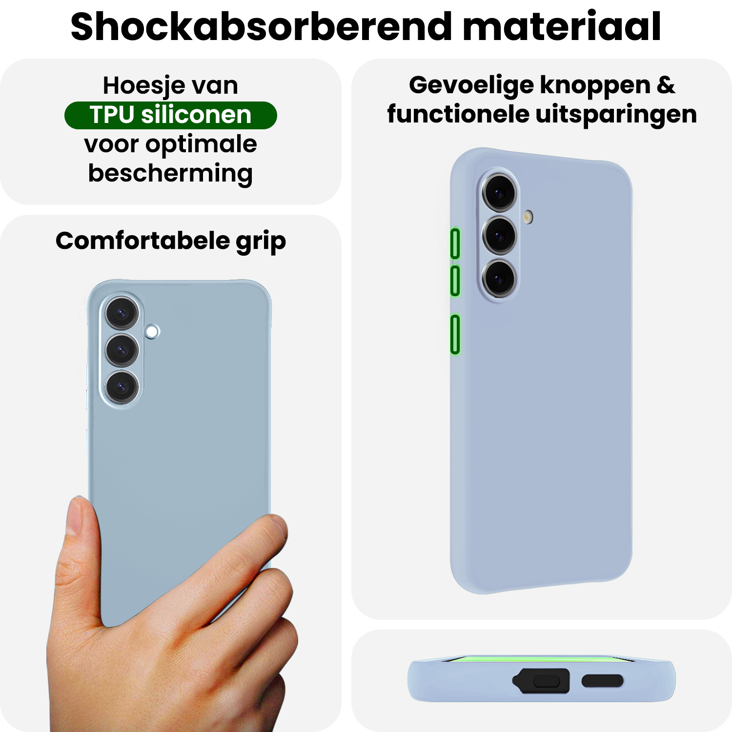 BASEY. BASEY. Samsung Galaxy A37 Hoesje Siliconen Met 2x Screenprotector - Lichtblauw