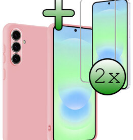 BASEY. BASEY. Samsung Galaxy A37 Hoesje Siliconen Met 2x Screenprotector - Lichtroze