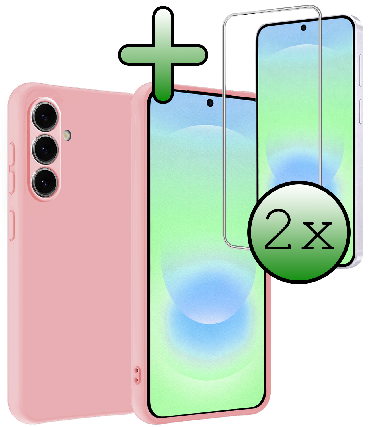 BASEY. BASEY. Samsung Galaxy A37 Hoesje Siliconen Met 2x Screenprotector - Lichtroze